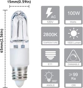 img 2 attached to 💡 Лампа накаливания JDE11 120V 100W T4 8-пак - с диммируемой маленькой подсвечниковой цоколью Warm White для люстр, потолочных вентиляторов, кабинетного освещения, настольных ламп