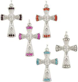 img 4 attached to Assorted Color Rhinestone Crucifix Pendants