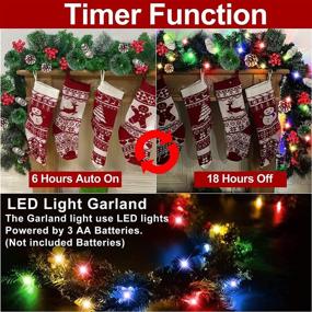 img 1 attached to 🎄 TURNMEON 9 ft x 10 in Christmas Garland with 100 Lights Timer 8 Modes, Christmas Decoration Pinecones 198 Berries Battery Operated Xmas Wreath for Indoor Outdoor Mantle Fireplace Decor - Colorful