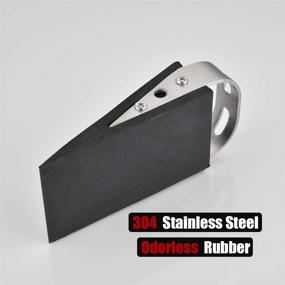 img 1 attached to 🚪 JQK Heavy Duty Rubber Wedge Door Stopper, 304 Stainless Steel Security Door Stops for All Floor Types, Brushed Finish (2 Pack), DSB6-BN-P2
