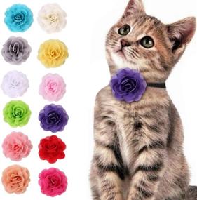 img 3 attached to 🌺 Colorful 12PCS Cat and Dog Collar Flowers with Bow Tie Charm - Ideal Grooming Accessories for Puppies and Kittens