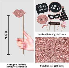 img 2 attached to 🌸 Rose Gold and Pink Birthday Photo Booth Props Box Set - 30 Piece Fully Assembled Selfie Party Supplies and Decorations Kit with Real Glitter, Perfect for Women's Cute Bday Celebrations - No DIY Required!