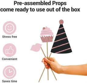 img 3 attached to 🌸 Rose Gold and Pink Birthday Photo Booth Props Box Set - 30 Piece Fully Assembled Selfie Party Supplies and Decorations Kit with Real Glitter, Perfect for Women's Cute Bday Celebrations - No DIY Required!