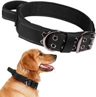 🐶 vicyuns dog collar with handle - tactical collar for small medium large breeds - rottweiler reflective collar with two patches (black, size l) logo