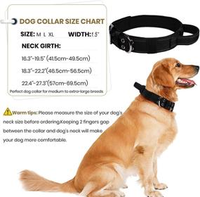 img 2 attached to 🐶 VICYUNS Dog Collar with Handle - Tactical Collar for Small Medium Large Breeds - Rottweiler Reflective Collar with Two Patches (Black, Size L)