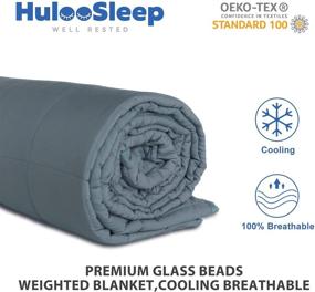 img 3 attached to 🛌 Huloo Sleep Adults Weighted Blanket Queen 20lbs, Cooling Heavy Blanket with Premium Glass Beads (60x80, Gray), 100% Breathable Material Weighted Throw Blanket for Optimal Relaxation and Sleep