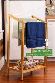 img 3 attached to 🌿 BAMBOO LAND Bathroom Towel Racks – Free Standing, Poolside & Outdoor Wood Towel Rack, Gym & Kitchen Hand Towel Stand