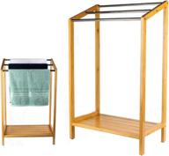 🌿 bamboo land bathroom towel racks – free standing, poolside & outdoor wood towel rack, gym & kitchen hand towel stand logo