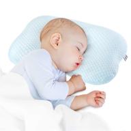 👶 bammax baby pillow for newborns - prevent flat head syndrome, soft breathable memory foam sleep pillow for infants, head support for 0-12 month babies, blue logo