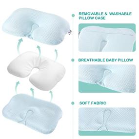 img 1 attached to 👶 Bammax Baby Pillow for Newborns - Prevent Flat Head Syndrome, Soft Breathable Memory Foam Sleep Pillow for Infants, Head Support for 0-12 Month Babies, Blue