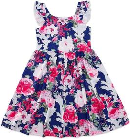 img 3 attached to Fluttering Floral Sundress: Girls' Mermaid Dress with Tie Back Bowknot (3-7T)