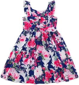 img 2 attached to Fluttering Floral Sundress: Girls' Mermaid Dress with Tie Back Bowknot (3-7T)