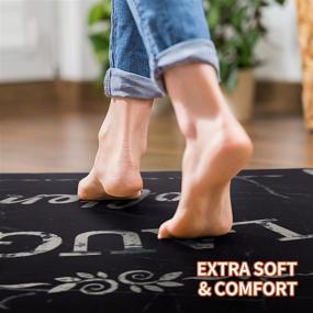 img 2 attached to 🏠 YXSS Anti Fatigue Kitchen Mat Set – Thick Cushioned, Waterproof, Non Slip Comfort Standing Mats for Home, Office, Laundry (Black, 17”x28” +17”x47”)