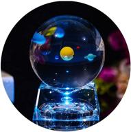 🌍 80mm clear 3d solar system crystal ball with led lamp base - best gift for kids, physics teachers, girlfriends, classmates, and children logo