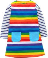 🌈 luckycandy rainbow animals print toddler girls a-line dress with long sleeves for 2t-7t logo
