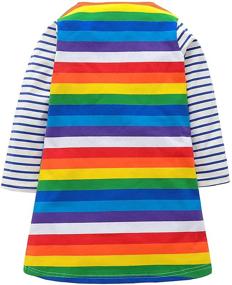 img 3 attached to 🌈 LuckyCandy Rainbow Animals Print Toddler Girls A-Line Dress with Long Sleeves for 2T-7T