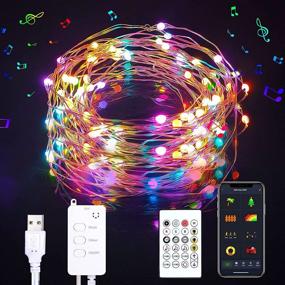 img 4 attached to Enhance Your Space with Smart Fairy String Lights: Remote App Control, Music Sync, 33Ft Hanging Twinkle Lights-66 LED for Indoor and Outdoor Décor (32.8Ft)