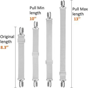 img 2 attached to 🛏️ Прищепки для простыней ACEDÉCOR - Держат простыни надежно с регулируемой эластичной лентой - Крепления под простыни на односпальные, полуторные, двухспальные и размер "Queen" кровати - Белые.