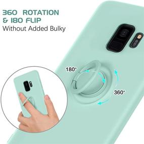 img 3 attached to Чехол для Samsung Galaxy S9 с кольцом 360° и подставкой для ног, DOMAVER - тонкий чехол из мягкого силикона гелевой резины с подкладкой из микроволокна для защиты от ударов (с поддержкой автомобильного держателя), светло-зеленый