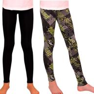 syleia high rise grey & green rectangles girl leggings: perfect blend of style and comfort logo