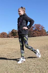 img 1 attached to Syleia High Rise Grey & Green Rectangles Girl Leggings: Perfect Blend of Style and Comfort