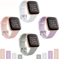 🏋️ мягкие силиконовые спортивные браслеты для fitbit versa/versa 2/lite - набор из 4 браслетов для женщин и мужчин логотип