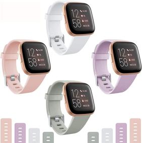 img 4 attached to 🏋️ Мягкие силиконовые спортивные браслеты для Fitbit Versa/Versa 2/Lite - набор из 4 браслетов для женщин и мужчин