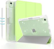 📱 sevrok case for ipad air 4th generation 10.9-inch, with pencil charging support [slim fit] [smart] sleep/wake function, soft glitter sparkly back cover - green logo