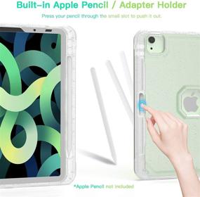 img 3 attached to 📱 Sevrok Case for iPad Air 4th Generation 10.9-inch, with Pencil Charging Support [Slim Fit] [Smart] Sleep/Wake Function, Soft Glitter Sparkly Back Cover - Green