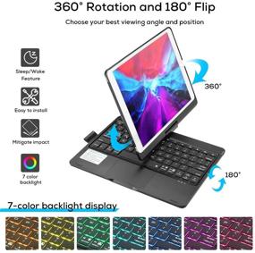 img 3 attached to 🔌 Taotique Touch iPad Keyboard Case for 10.2-inch iPad 8th Gen (2020), 7th Gen & Air 3 - Black; 7 Color Backlight, 360° Rotation