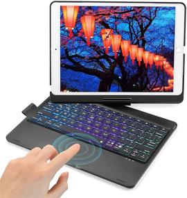 img 4 attached to 🔌 Taotique Touch iPad Keyboard Case for 10.2-inch iPad 8th Gen (2020), 7th Gen & Air 3 - Black; 7 Color Backlight, 360° Rotation