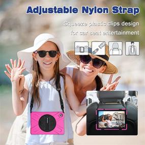 img 1 attached to 📱 Rugged Pink BRAECN Case for Lenovo Tab M10 FHD Plus - Shockproof with Shoulder Strap & Kickstand, Compatible with TB-X606F/TB-X606X