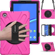 📱 rugged pink braecn case for lenovo tab m10 fhd plus - shockproof with shoulder strap & kickstand, compatible with tb-x606f/tb-x606x logo