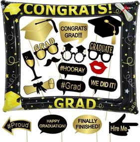 img 4 attached to Tifeson Graduation Photo Booth Props and Inflatable Selfie Frame - Graduation Party Decorations for College & High School 2021, NO DIY Required - 18 Counts