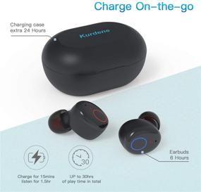 img 2 attached to Беспроводные наушники Kurdene: водонепроницаемые Bluetooth наушники IPX8 с басовым звуком, микрофоном и 24-часовым временем работы.