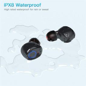 img 1 attached to Беспроводные наушники Kurdene: водонепроницаемые Bluetooth наушники IPX8 с басовым звуком, микрофоном и 24-часовым временем работы.