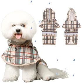 img 4 attached to 🐾 BINGPET Plaid Dog Raincoat - Hooded Waterproof Pet Poncho with Reflective Strap, Lightweight Dog Rain Coat Jacket with Leash Hole, Ideal for Small to Medium Breed Dogs