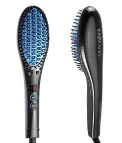 img 4 attached to 🔥 FARIHEAT Professional Hair Straightener Brush: Digital Anti-Static & Anti-Scald, Ceramic Heating, Dual Voltage – Black Flat Iron Hair Styling Comb