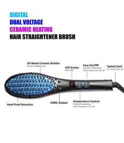 img 1 attached to 🔥 FARIHEAT Professional Hair Straightener Brush: Digital Anti-Static & Anti-Scald, Ceramic Heating, Dual Voltage – Black Flat Iron Hair Styling Comb