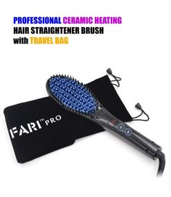 img 2 attached to 🔥 FARIHEAT Professional Hair Straightener Brush: Digital Anti-Static & Anti-Scald, Ceramic Heating, Dual Voltage – Black Flat Iron Hair Styling Comb