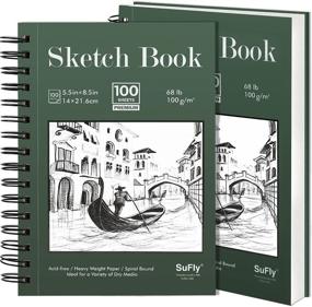 img 4 attached to 📒 SuFly Sketchbook, 5.5 X 8.5 inches, 100 Sheets Each, Spiral Bound Sketch Pad, Acid-Free Paper for Artists and Beginners – Ideal for Sketching, Painting, and Writing (2 Pack)