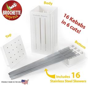 img 3 attached to 🍢 Kebab Kitchen Tool - Brochette Express: 16 Stainless Steel Barbecue Skewers for Easy Kabob Making - Made in the USA