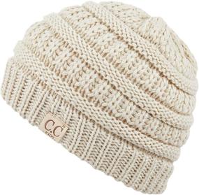 img 3 attached to 🧒 Warm Chunky Thick Kids Beanie Ages 2-5 by C.C Hatsandscarf – Stretchy Knit Slouch Beanie Skull Hats (YJ-847-KIDS)