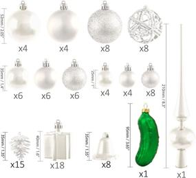 img 1 attached to BRUBAKER 101 Pack Assorted Christmas Ball Ornaments - Shatterproof - Including Green Pickle and Tree Topper - German Designed - Cream White Delight