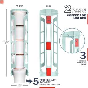 img 3 attached to ☕ STORAGENIE K Cup Holder for Keurig K-Cup, Coffee Pod Storage - Side Mount & Wall Mount, Ideal for Small Counters, Oasis Blue (2 Rows/10 K Cups)