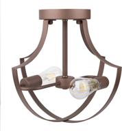 🏡 modern farmhouse lighting: kiket 2-light semi flush mount ceiling light fixtures - stylish all-metal retro industrial close to ceiling light for kitchen, hallway, bedroom, entryway, dining room (brown-e26) logo