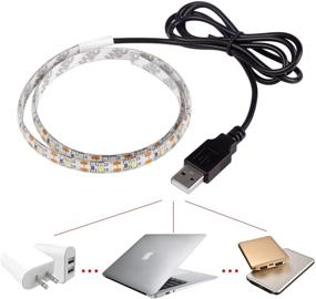 img 2 attached to ONEVER Flexible LED Strip Lights: USB Powered for TV, Computer & Home Decor Lighting - SMD 3528 50CM Cool White