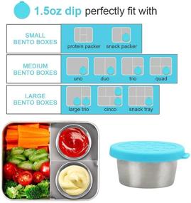 img 2 attached to 🥗 Sophico Salad Dressing Container To Go: Leakproof Silicone Lids, 1.5oz Kids Sauce Container, Stainless Steel Reusable Eco Dips - 4 Pack