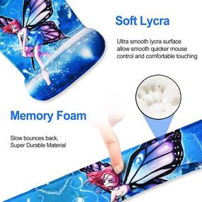 img 2 attached to 🦋 ArtSo Keyboard Wrist Rest and Mouse Pad Set - Ergonomic Support, Comfortable Typing Pain Relief, Lightweight Design - Memory Foam, Blue Butterfly Fairy