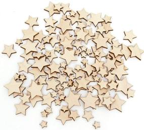 img 3 attached to 🌟 DERAYEE 100 Pcs Unfinished Wooden Stars Ornaments: Perfect for DIY Crafts, Christmas, Wedding Parties, Assorted Sizes